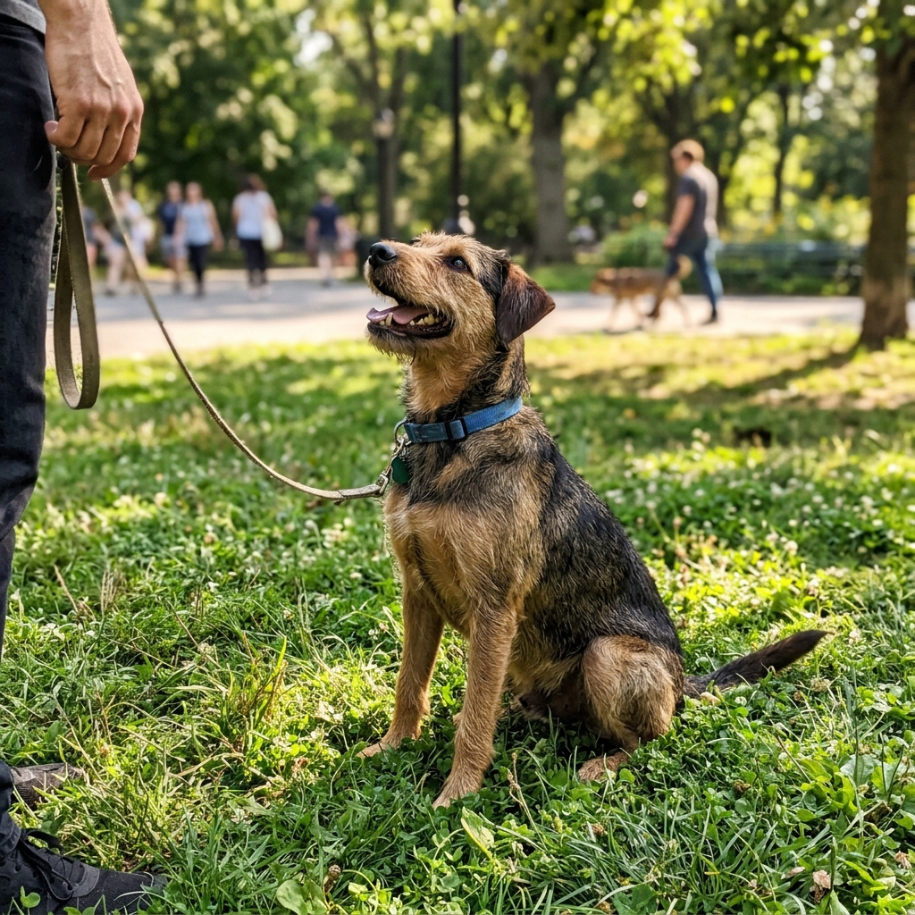 Happy well-trained dog